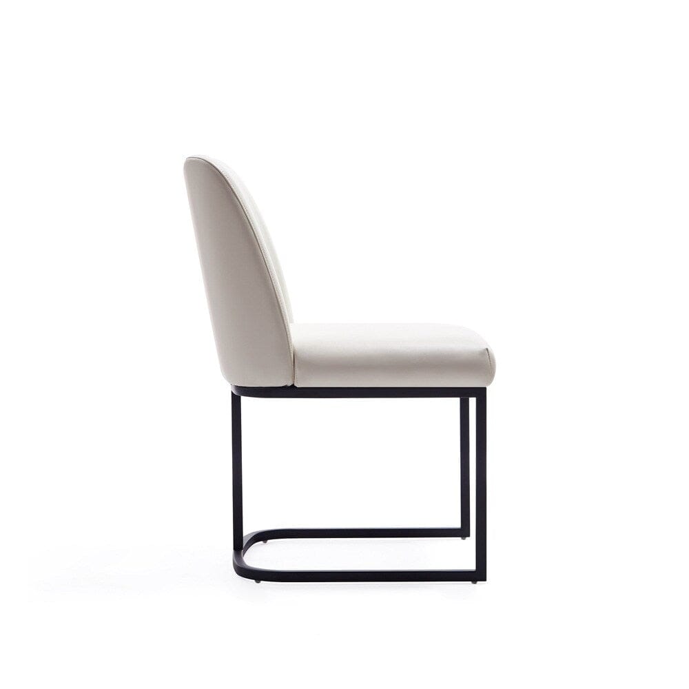 Manhattan Comfort - 6-Piece Serena Dining Armchair - LeatheretteDining Chair - Faux Leather Dining Set with Steel Legs in Cream - 6-DC056-CR veiw 5