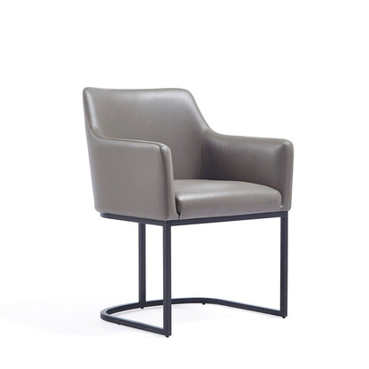 Manhattan Comfort - 6-Piece Serena Dining Armchair - LeatheretteDining Chair - Faux Leather Dining Set with Steel Legs in Grey - 6-DC056-GY veiw 2