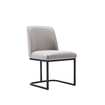 Manhattan Comfort - 6-Piece Serena Dining Armchair - LeatheretteDining Chair - Faux Leather Dining Set with Steel Legs in Light Grey - 6-DC056-LG veiw 3