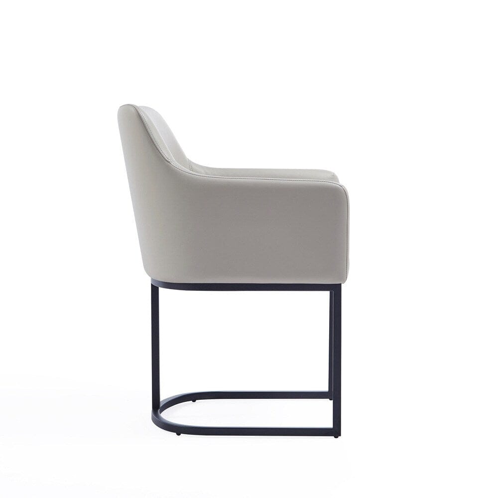 Manhattan Comfort - 6-Piece Serena Dining Armchair - LeatheretteDining Chair - Faux Leather Dining Set with Steel Legs in Light Grey - 6-DC056-LG veiw 4