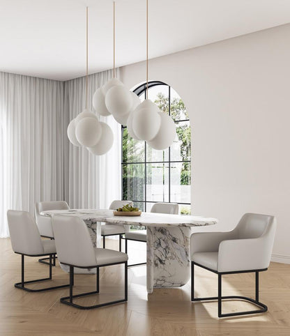 Manhattan Comfort - 6-Piece Serena Dining Armchair - LeatheretteDining Chair - Faux Leather Dining Set with Steel Legs in Light Grey - 6-DC056-LG veiw 8
