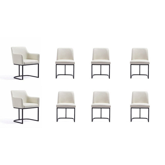 Manhattan Comfort - 8-Piece Serena Dining Armchair - LeatheretteDining Chair - Faux Leather Dining Set with Steel Legs in Cream - 8-DC056-CR veiw 1