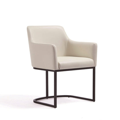 Manhattan Comfort - 8-Piece Serena Dining Armchair - LeatheretteDining Chair - Faux Leather Dining Set with Steel Legs in Cream - 8-DC056-CR veiw 3