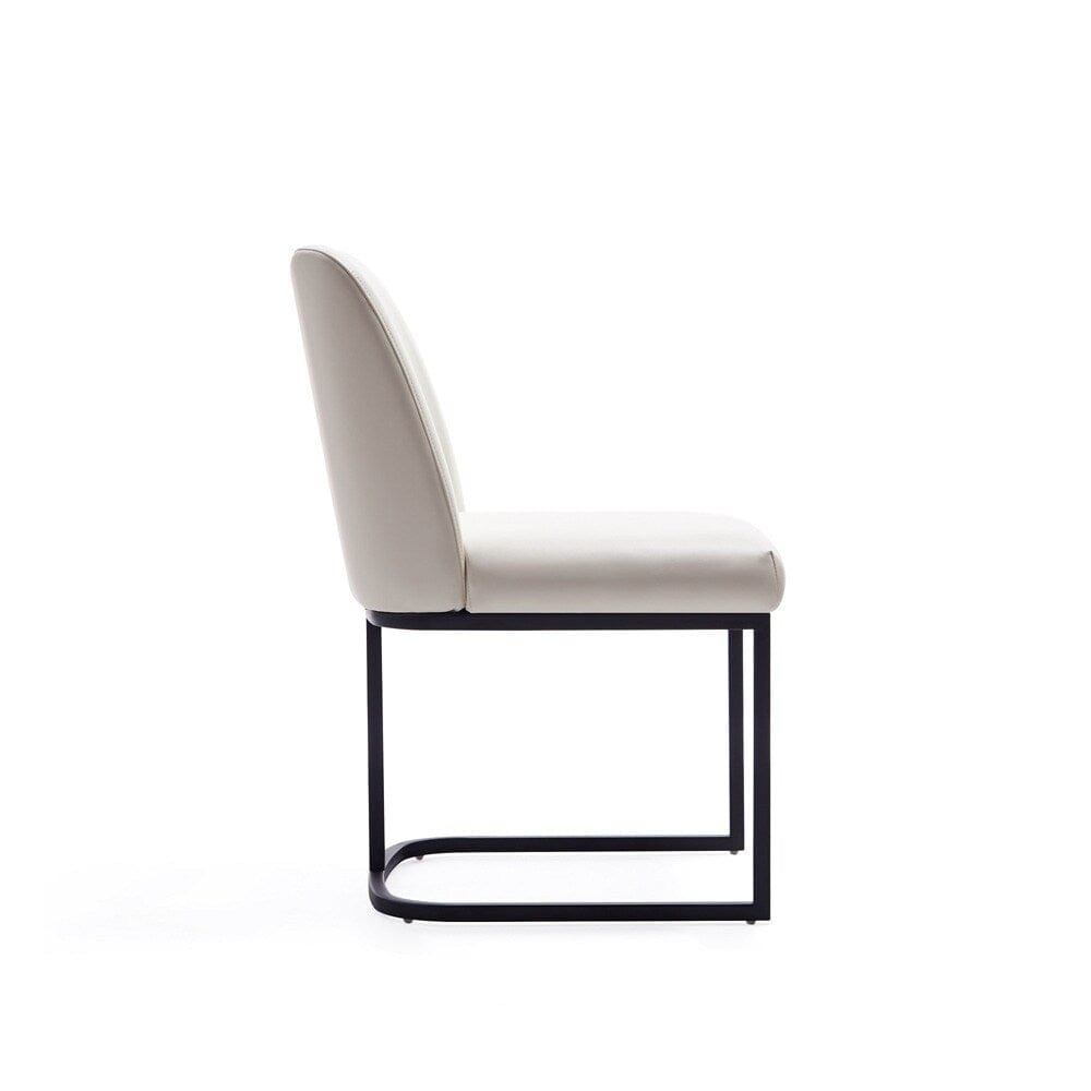 Manhattan Comfort - 8-Piece Serena Dining Armchair - LeatheretteDining Chair - Faux Leather Dining Set with Steel Legs in Cream - 8-DC056-CR veiw 4