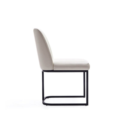Manhattan Comfort - 8-Piece Serena Dining Armchair - LeatheretteDining Chair - Faux Leather Dining Set with Steel Legs in Cream - 8-DC056-CR veiw 4