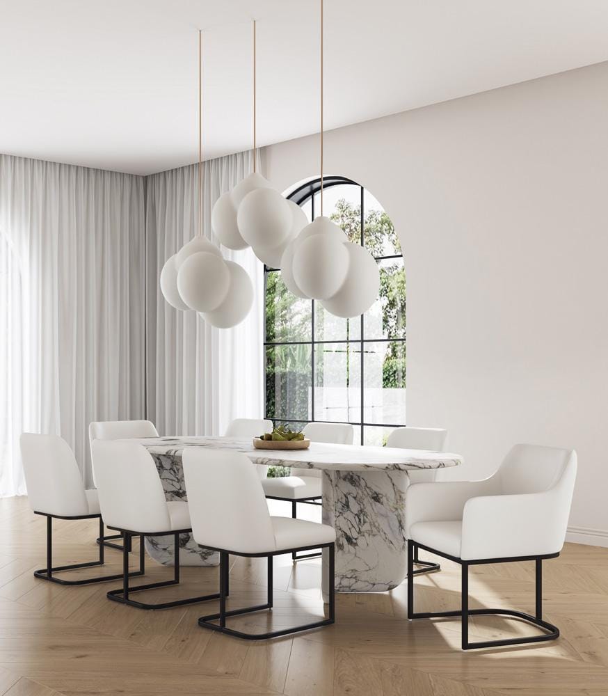 Manhattan Comfort - 8-Piece Serena Dining Armchair - LeatheretteDining Chair - Faux Leather Dining Set with Steel Legs in Cream - 8-DC056-CR veiw 8