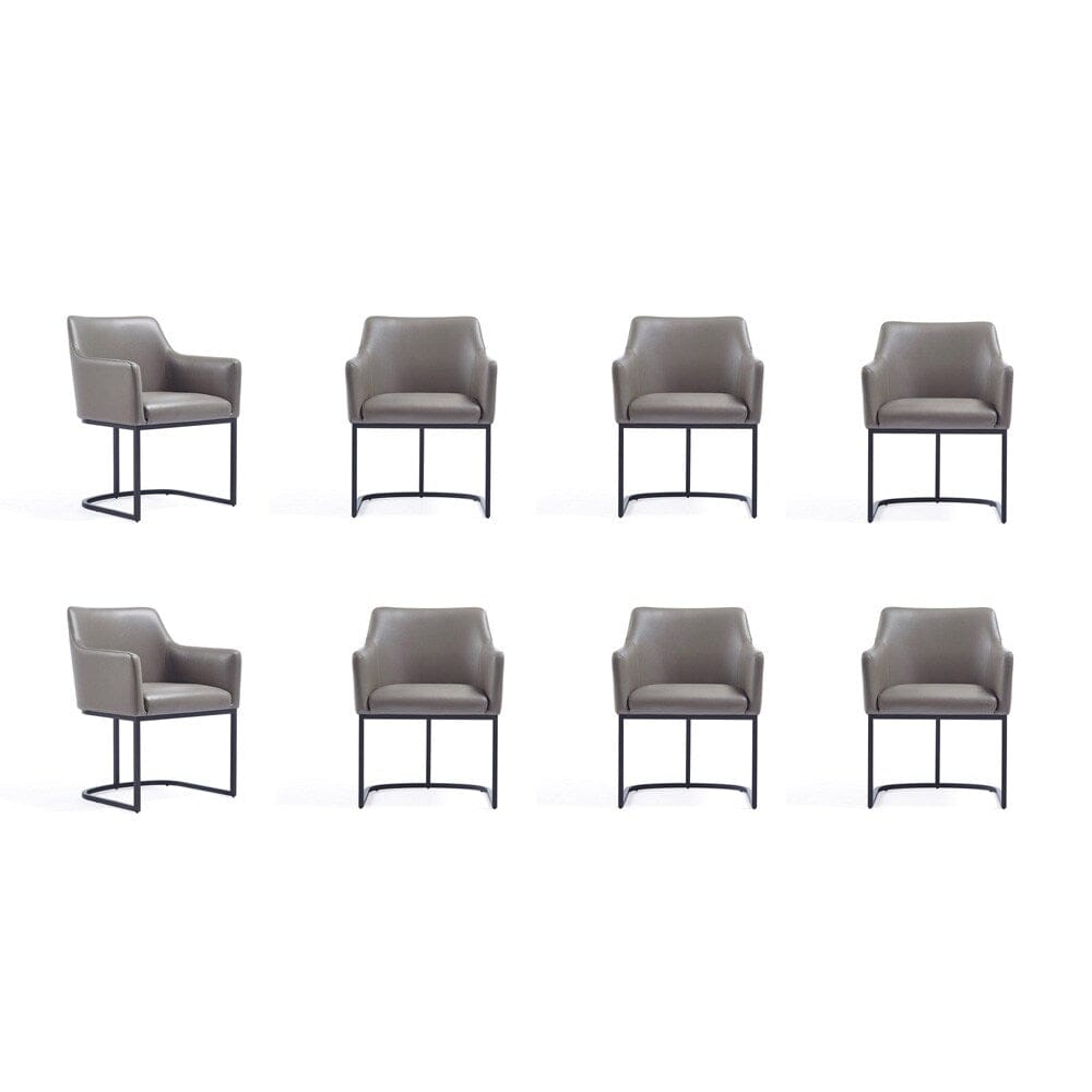 Manhattan Comfort - 8-Piece Serena Dining Armchair - LeatheretteDining Chair - Faux Leather Dining Set with Steel Legs in Grey - 8-DC056-GY veiw 1