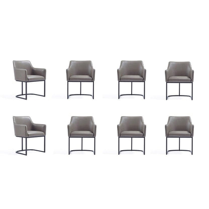 Manhattan Comfort - 8-Piece Serena Dining Armchair - LeatheretteDining Chair - Faux Leather Dining Set with Steel Legs in Grey - 8-DC056-GY veiw 1