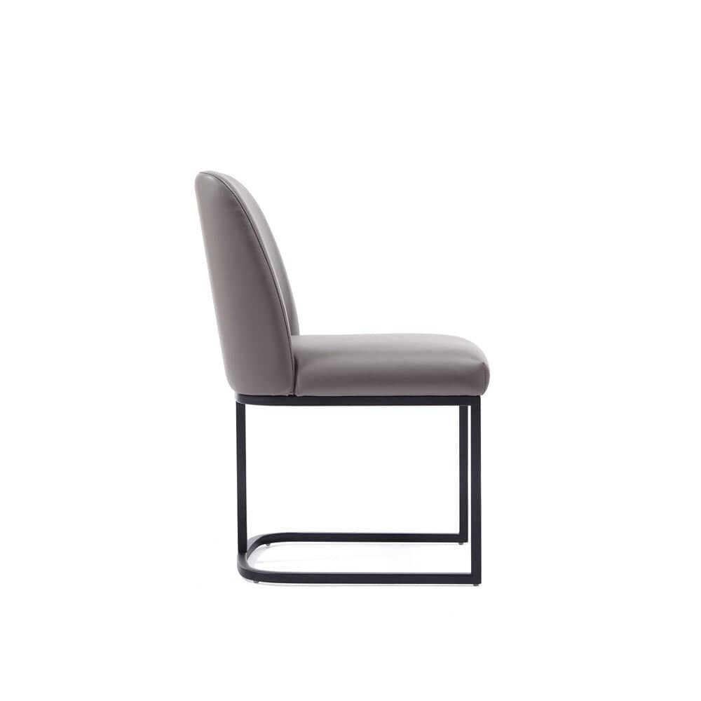 Manhattan Comfort - 8-Piece Serena Dining Armchair - LeatheretteDining Chair - Faux Leather Dining Set with Steel Legs in Grey - 8-DC056-GY veiw 4