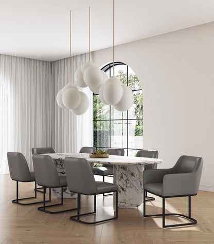 Manhattan Comfort - 8-Piece Serena Dining Armchair - LeatheretteDining Chair - Faux Leather Dining Set with Steel Legs in Grey - 8-DC056-GY veiw 8