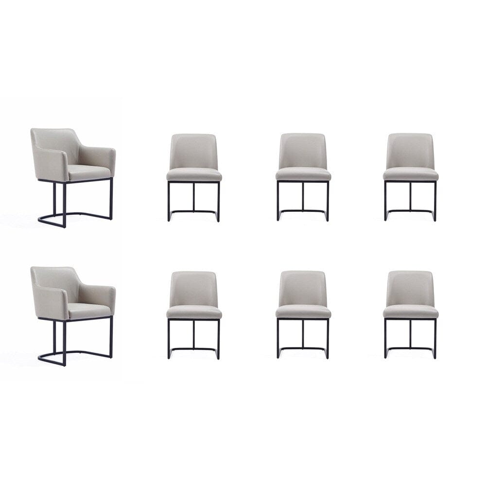 Manhattan Comfort - 8-Piece Serena Dining Armchair - LeatheretteDining Chair - Faux Leather Dining Set with Steel Legs in Light Grey - 8-DC056-LG veiw 1