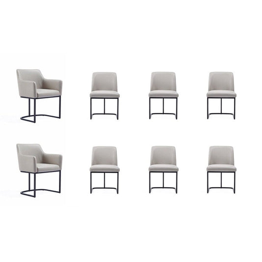 Manhattan Comfort - 8-Piece Serena Dining Armchair - LeatheretteDining Chair - Faux Leather Dining Set with Steel Legs in Light Grey - 8-DC056-LG veiw 1