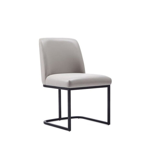 Manhattan Comfort - 8-Piece Serena Dining Armchair - LeatheretteDining Chair - Faux Leather Dining Set with Steel Legs in Light Grey - 8-DC056-LG veiw 2