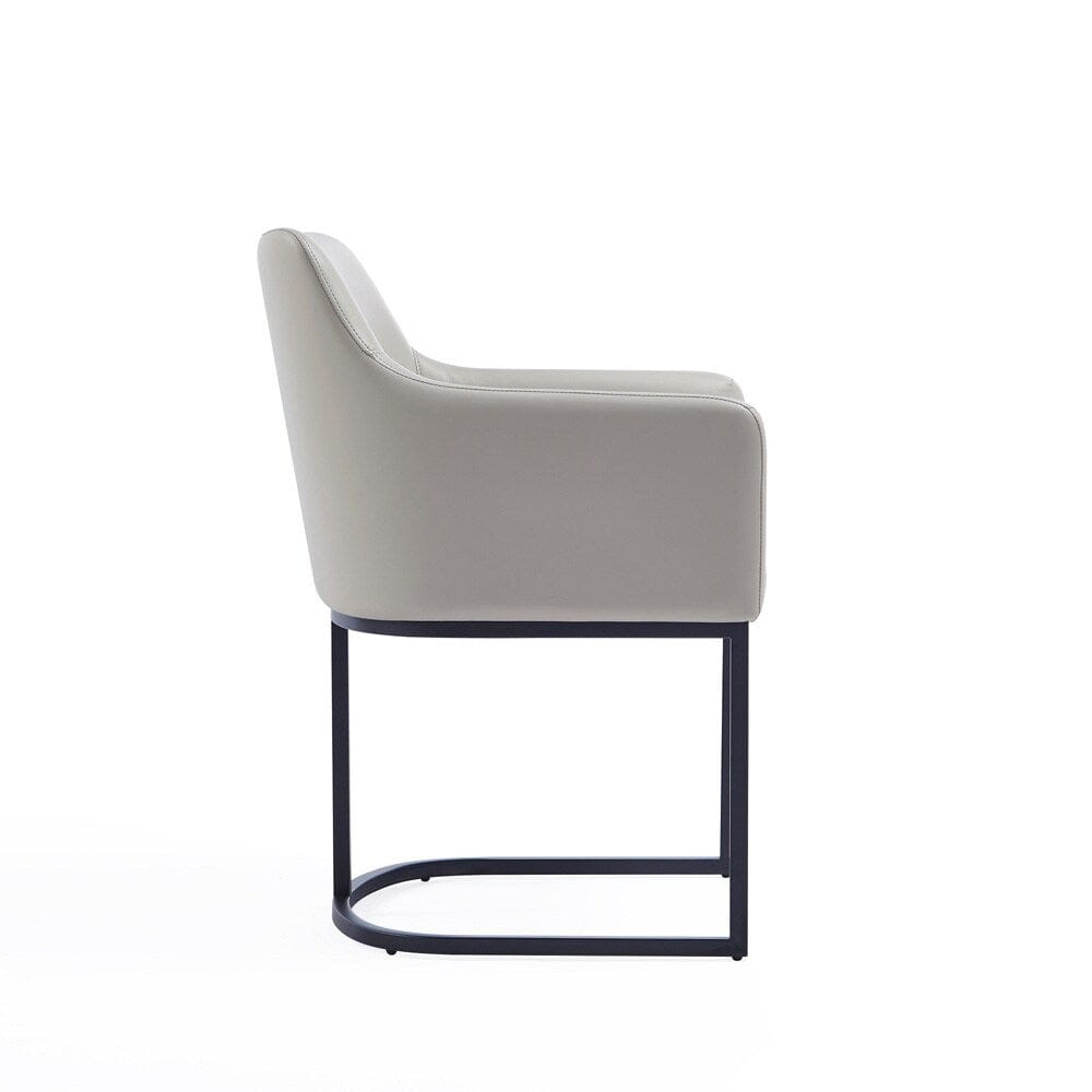 Manhattan Comfort - 8-Piece Serena Dining Armchair - LeatheretteDining Chair - Faux Leather Dining Set with Steel Legs in Light Grey - 8-DC056-LG veiw 4