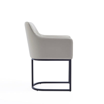 Manhattan Comfort - 8-Piece Serena Dining Armchair - LeatheretteDining Chair - Faux Leather Dining Set with Steel Legs in Light Grey - 8-DC056-LG veiw 4