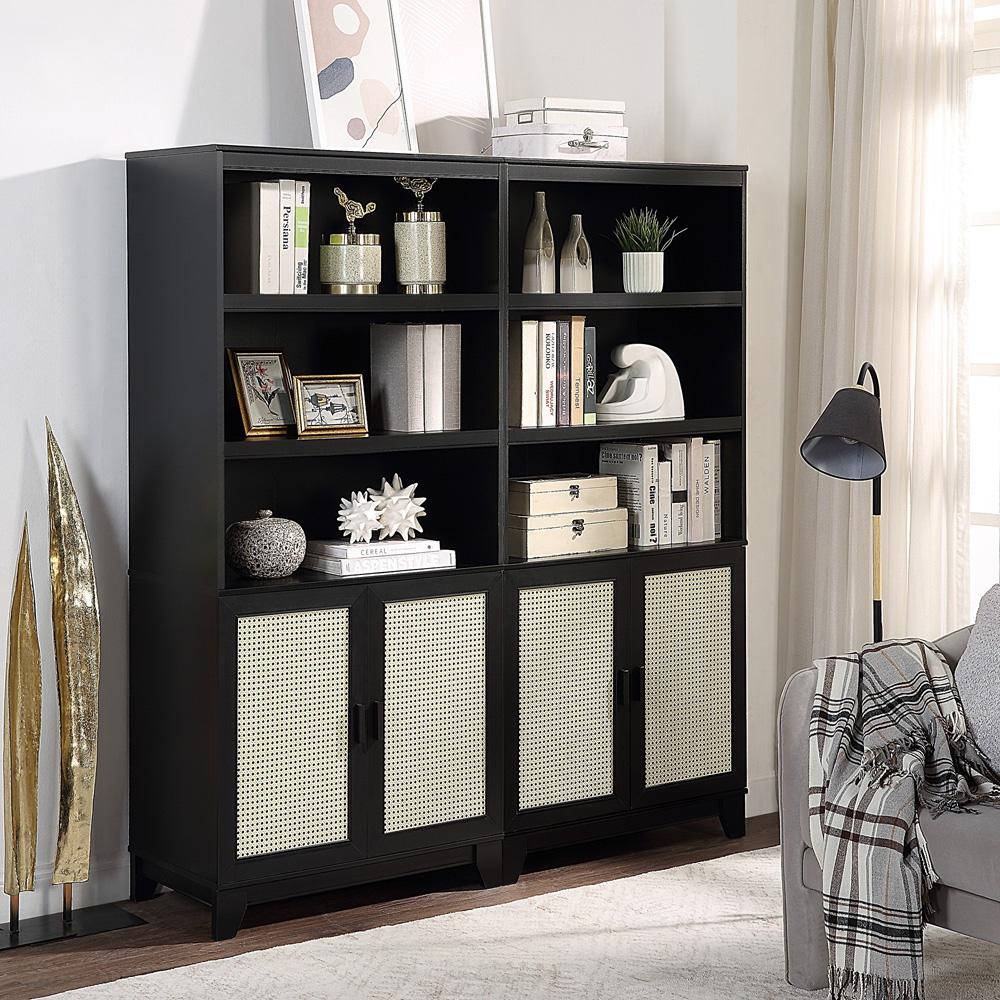 Manhattan Comfort - Sheridan Bookcase Cabinet with 14 Fixed & Adjustable Shelves in Black - Set of 2 - 2-BC-6GLF-BK veiw 7