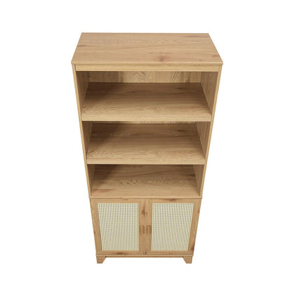 Manhattan Comfort - Sheridan Bookcase Cabinet with 14 Fixed & Adjustable Shelves in Nature - Set of 2 - 2-BC-6GLF-NA veiw 4