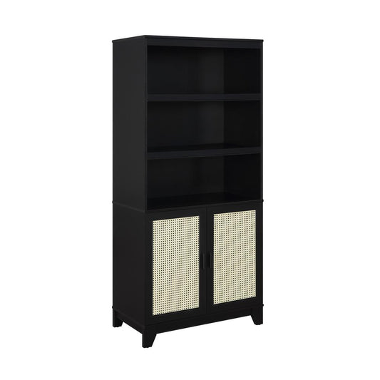 Manhattan Comfort - Sheridan Bookcase Cabinet with 7 Fixed & Adjustable Shelves in Black - BC-6GLF-BK veiw 2