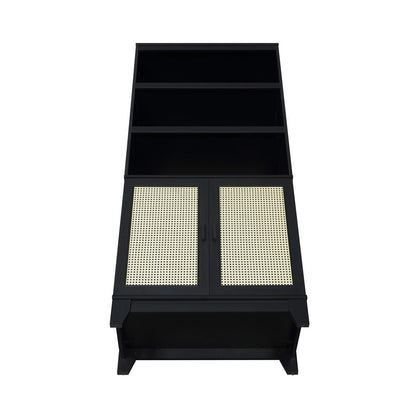 Manhattan Comfort - Sheridan Bookcase Cabinet with 7 Fixed & Adjustable Shelves in Black - BC-6GLF-BK veiw 4