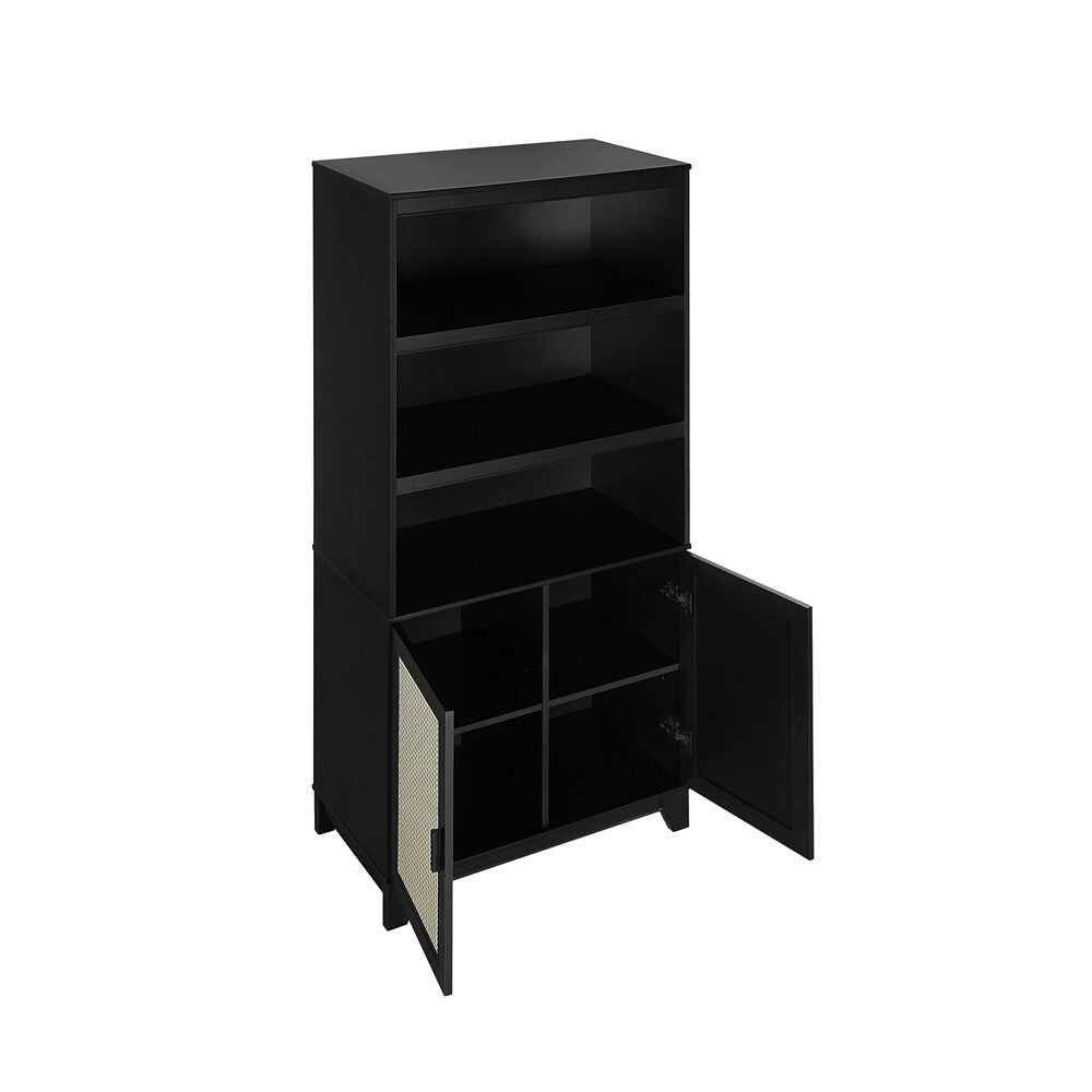 Manhattan Comfort - Sheridan Bookcase Cabinet with 7 Fixed & Adjustable Shelves in Black - BC-6GLF-BK veiw 5
