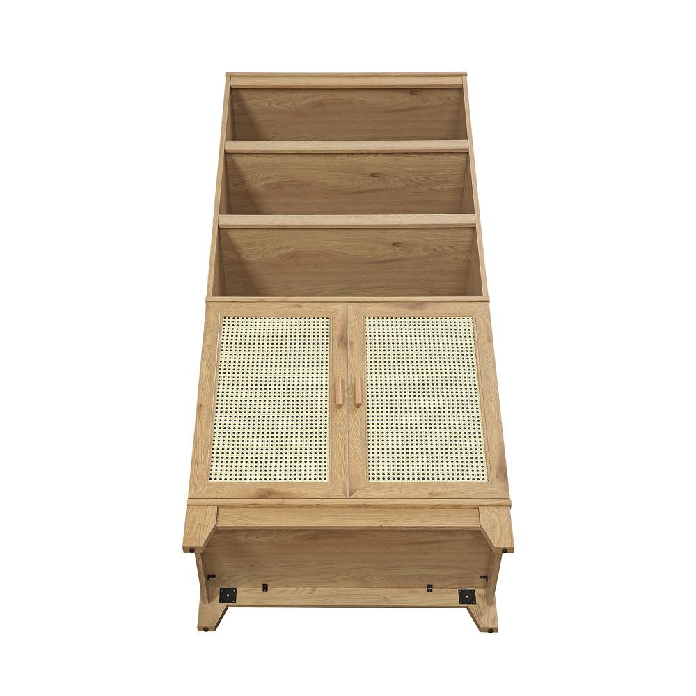 Manhattan Comfort - Sheridan Bookcase Cabinet with 7 Fixed & Adjustable Shelves in Nature - BC-6GLF-NA veiw 5