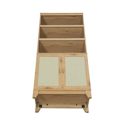 Manhattan Comfort - Sheridan Bookcase Cabinet with 7 Fixed & Adjustable Shelves in Nature - BC-6GLF-NA veiw 5