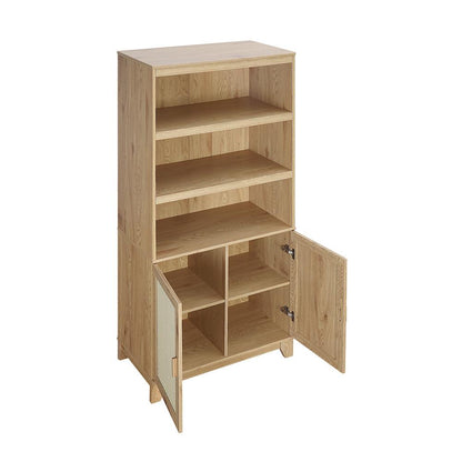 Manhattan Comfort - Sheridan Bookcase Cabinet with 7 Fixed & Adjustable Shelves in Nature - BC-6GLF-NA veiw 6