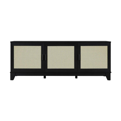 Manhattan Comfort - Sheridan TV Stand with 6 Adjustable Shelves in Black - TV-3GLF-BK veiw 1