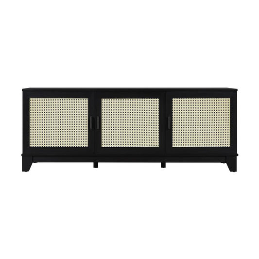 Manhattan Comfort - Sheridan TV Stand with 6 Adjustable Shelves in Black - TV-3GLF-BK veiw 1