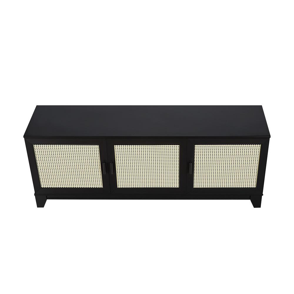 Manhattan Comfort - Sheridan TV Stand with 6 Adjustable Shelves in Black - TV-3GLF-BK veiw 4