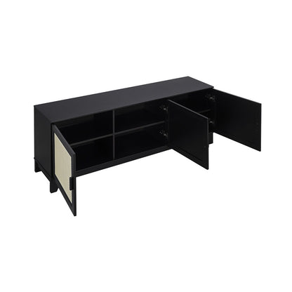 Manhattan Comfort - Sheridan TV Stand with 6 Adjustable Shelves in Black - TV-3GLF-BK veiw 6