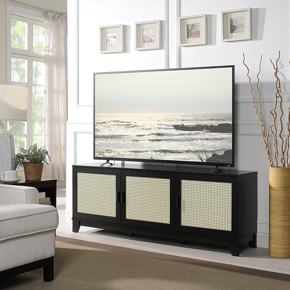 Manhattan Comfort - Sheridan TV Stand with 6 Adjustable Shelves in Black - TV-3GLF-BK veiw 7