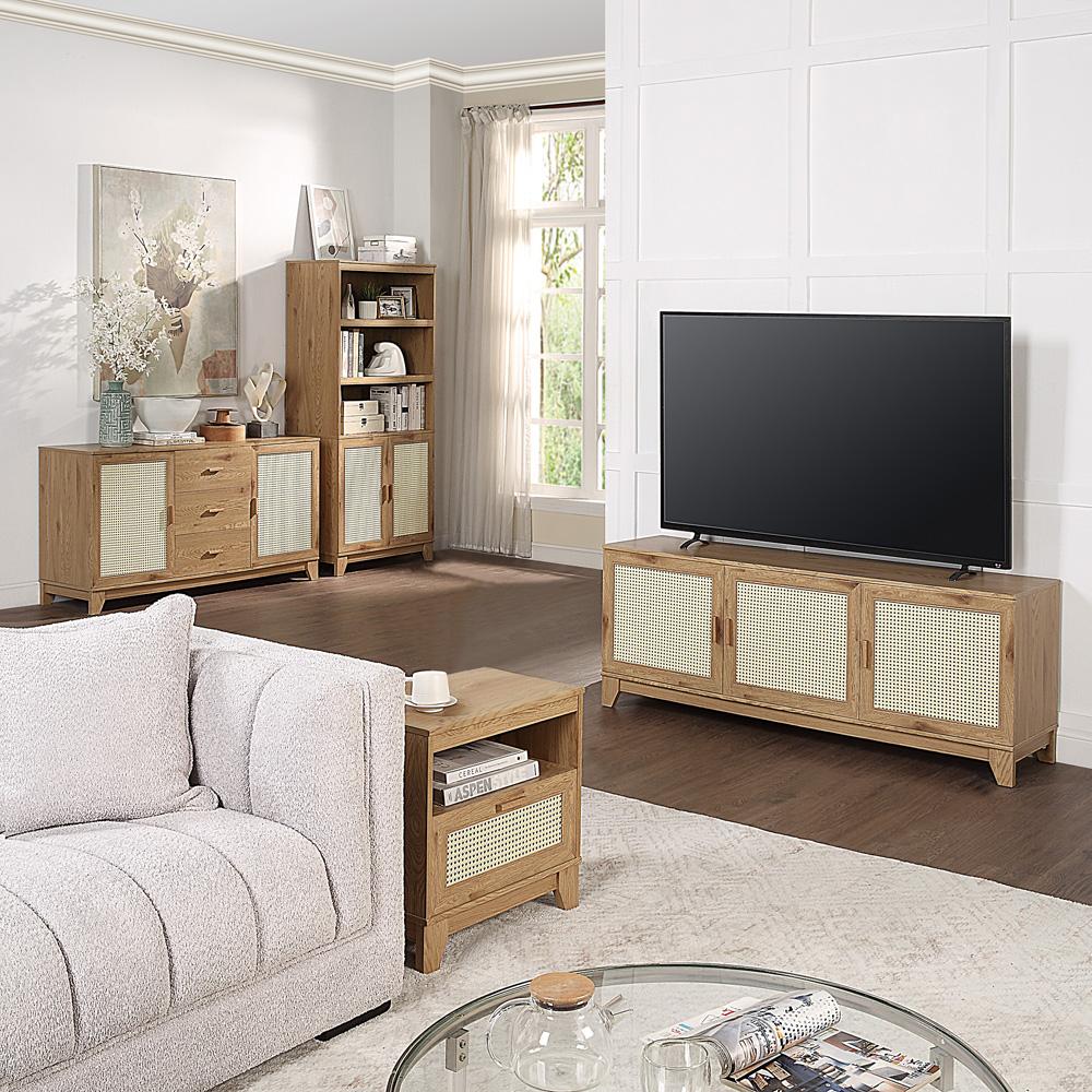 Manhattan Comfort - Sheridan TV Stand with 6 Adjustable Shelves in Nature - TV-3GLF-NA veiw 8