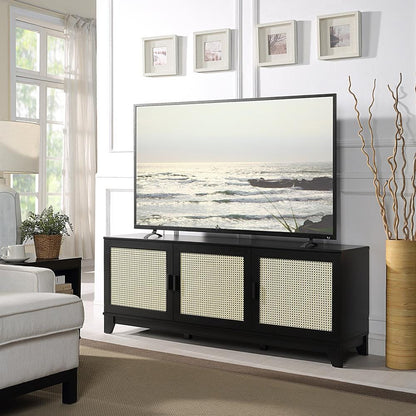 Manhattan Comfort - 4-Piece Sheridan Living Room with 4 , Nightstand - Full Extension, Sideboard Cabinet - Full Extension Drawers in Black - 4-3456GLF-BK veiw 3