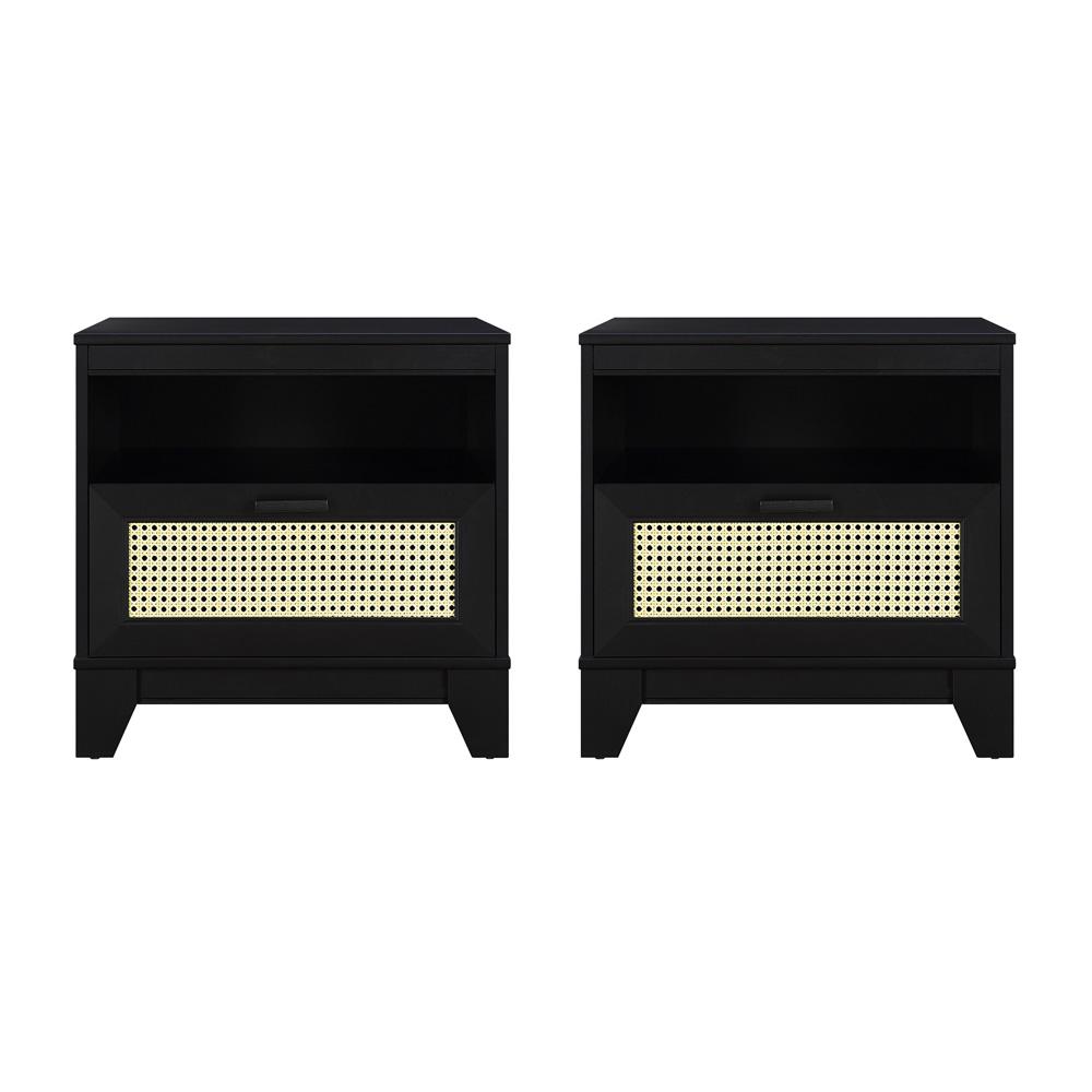 Manhattan Comfort - Sheridan Nightstand with 2 Full Extension Drawers in Black - Set of 2 - 2-NS-5GLF-BK veiw 1