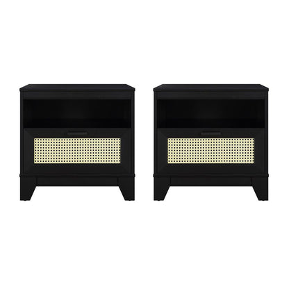 Manhattan Comfort - Sheridan Nightstand with 2 Full Extension Drawers in Black - Set of 2 - 2-NS-5GLF-BK veiw 1
