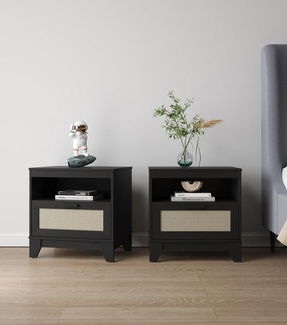 Manhattan Comfort - Sheridan Nightstand with 2 Full Extension Drawers in Black - Set of 2 - 2-NS-5GLF-BK veiw 7