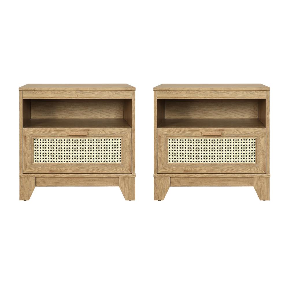 Manhattan Comfort - Sheridan Nightstand with 2 Full Extension Drawers in Nature - Set of 2 - 2-NS-5GLF-NA veiw 1