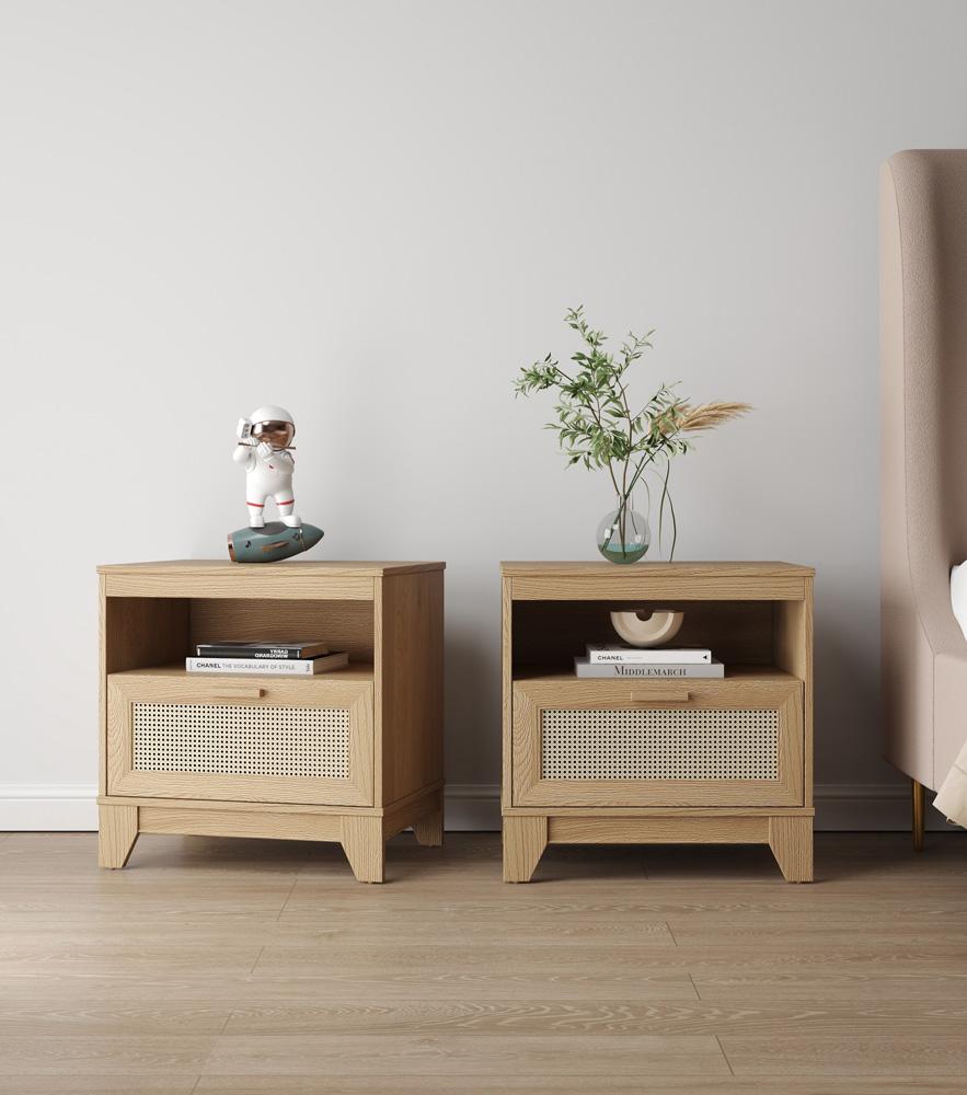 Manhattan Comfort - Sheridan Nightstand with 2 Full Extension Drawers in Nature - Set of 2 - 2-NS-5GLF-NA veiw 6
