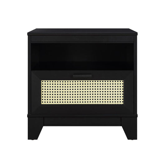 Manhattan Comfort - Sheridan Nightstand with 1 Full Extension Drawers in Black - NS-5GLF-BK veiw 1