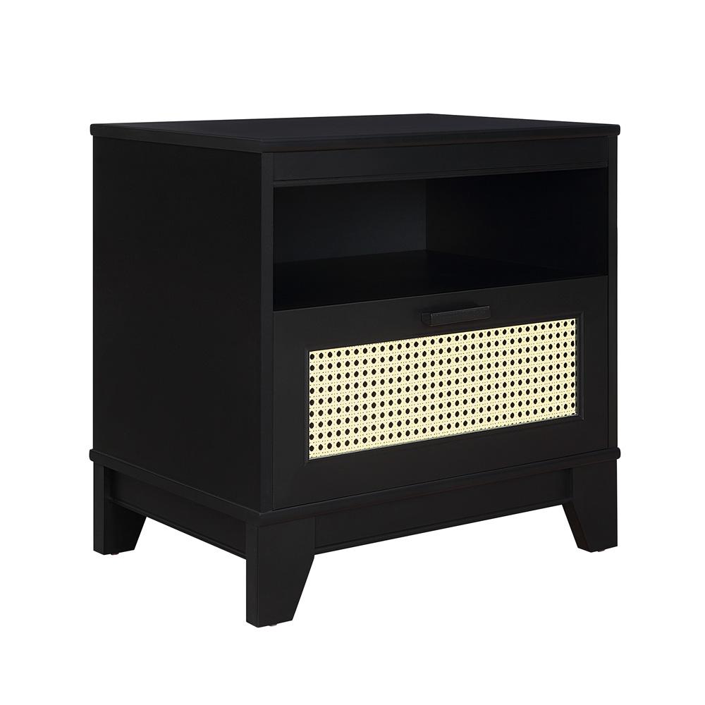 Manhattan Comfort - Sheridan Nightstand with 1 Full Extension Drawers in Black - NS-5GLF-BK veiw 2