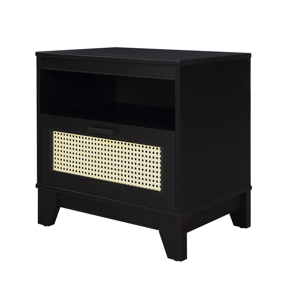 Manhattan Comfort - Sheridan Nightstand with 1 Full Extension Drawers in Black - NS-5GLF-BK veiw 3