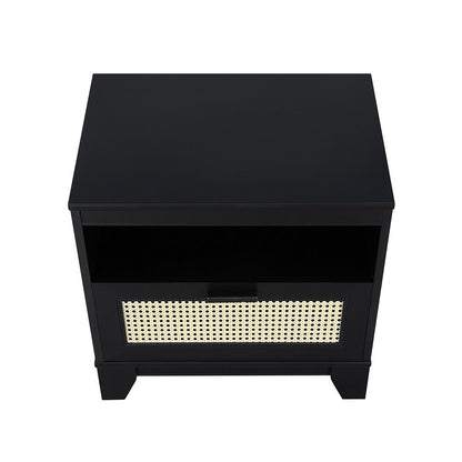 Manhattan Comfort - Sheridan Nightstand with 1 Full Extension Drawers in Black - NS-5GLF-BK veiw 4