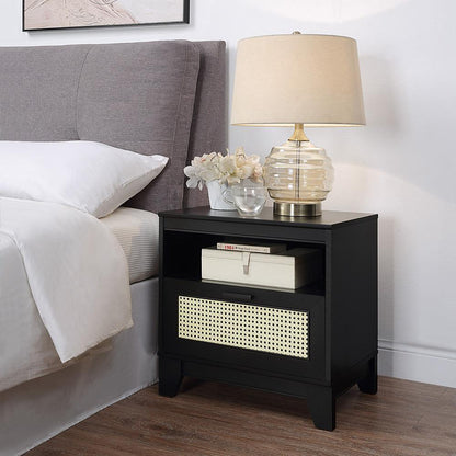Manhattan Comfort - Sheridan Nightstand with 1 Full Extension Drawers in Black - NS-5GLF-BK veiw 7