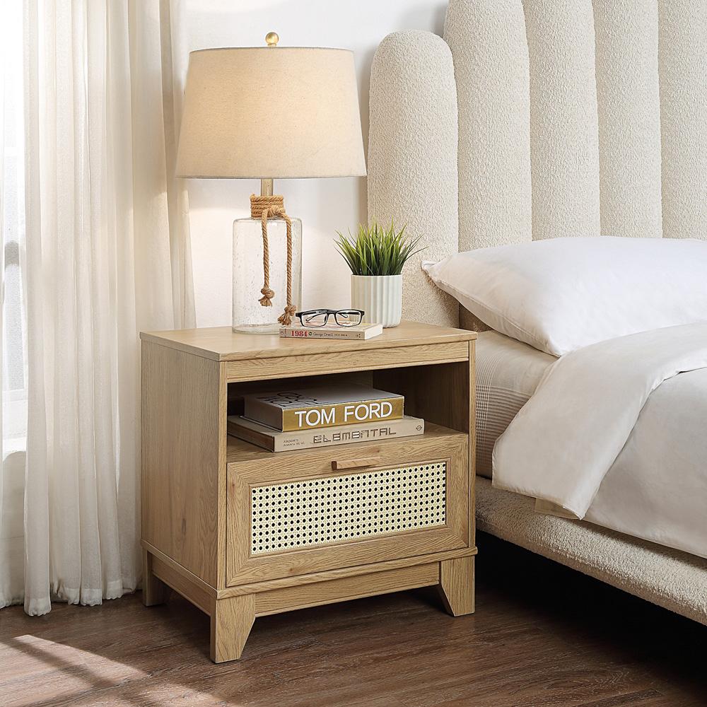 Manhattan Comfort - Sheridan Nightstand with 1 Full Extension Drawers in Nature - NS-5GLF-NA veiw 6