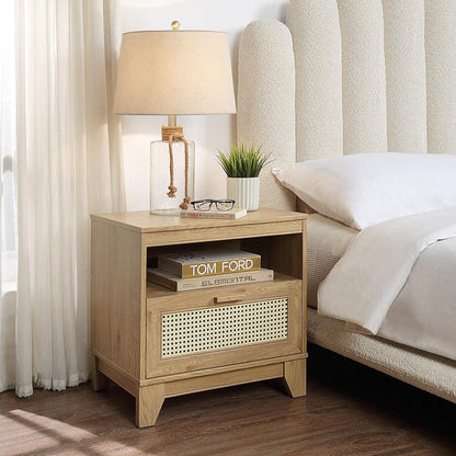 Manhattan Comfort - Sheridan Nightstand with 1 Full Extension Drawers in Nature - NS-5GLF-NA veiw 6