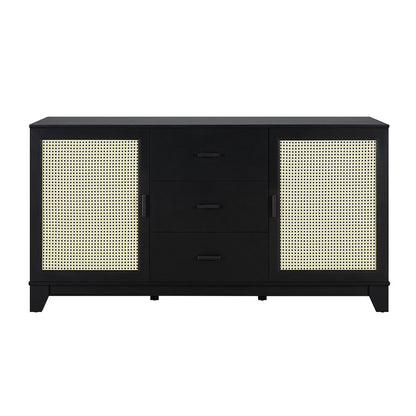 Manhattan Comfort - Sheridan Sideboard Cabinet with 3 Full Extension Drawers in Black - SB-4GLF-BK veiw 1