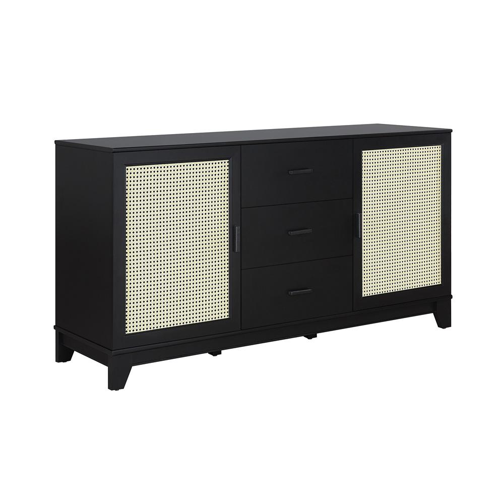 Manhattan Comfort - Sheridan Sideboard Cabinet with 3 Full Extension Drawers in Black - SB-4GLF-BK veiw 2
