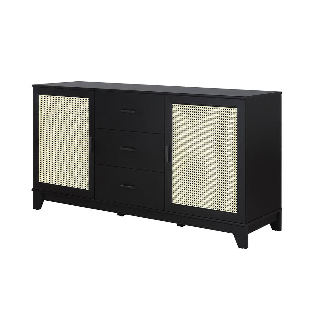 Manhattan Comfort - Sheridan Sideboard Cabinet with 3 Full Extension Drawers in Black - SB-4GLF-BK veiw 3