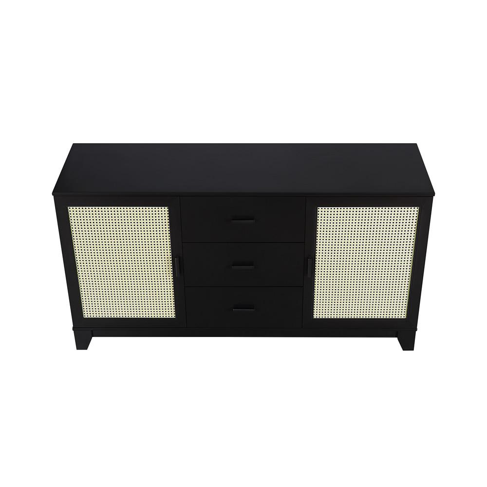 Manhattan Comfort - Sheridan Sideboard Cabinet with 3 Full Extension Drawers in Black - SB-4GLF-BK veiw 4